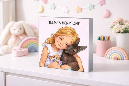 Human + Pet Photo Block – Silver - Cartoon version only
