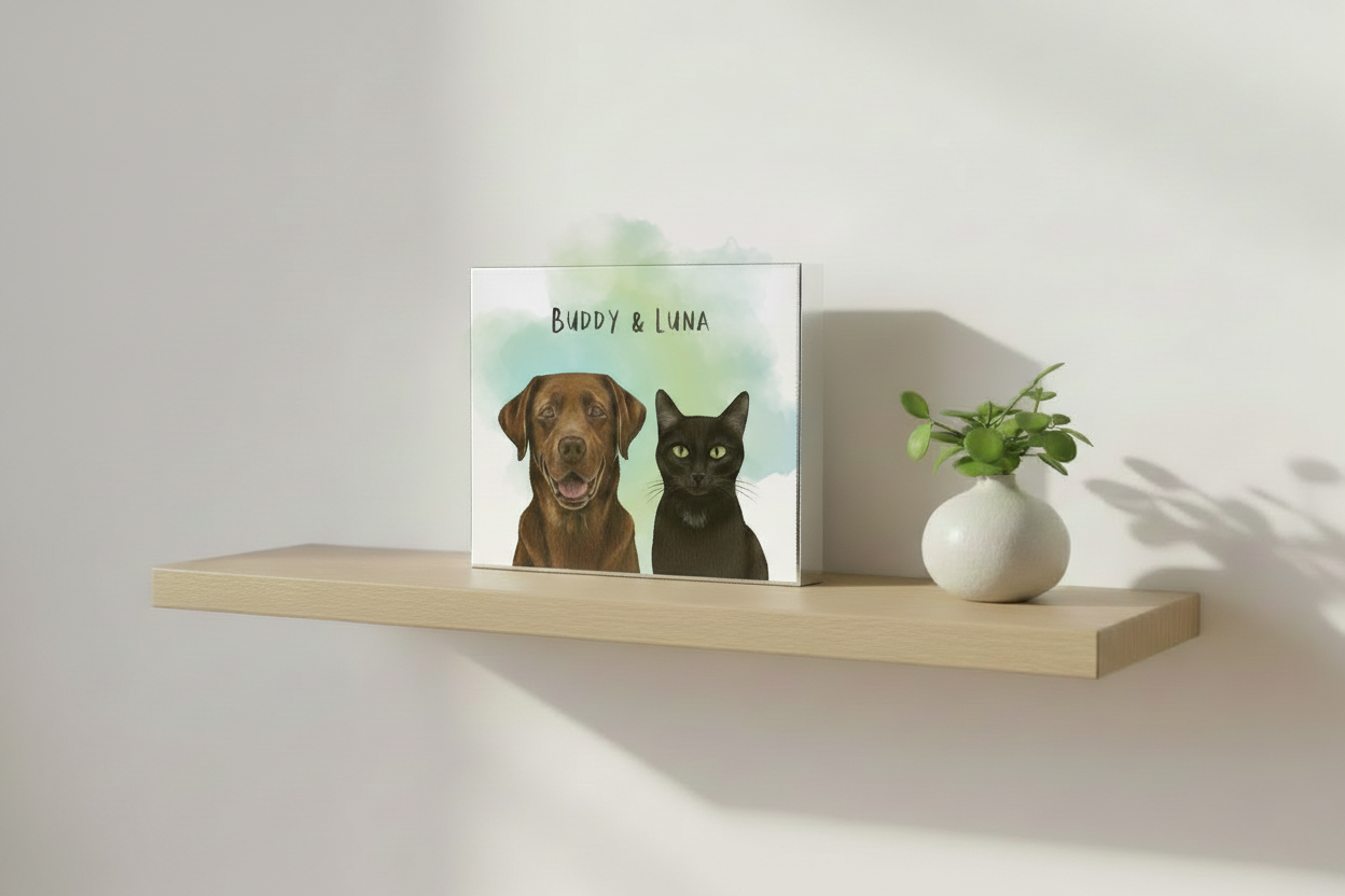 Buddy & Luna - Green Teal Watercolor