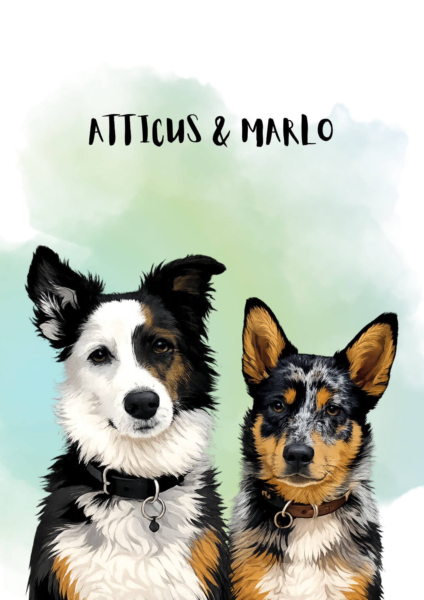 2 Pets - Custom Illustrated Photo Poster