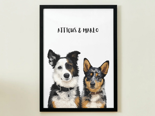 2 Pets - Custom Illustrated Photo Poster