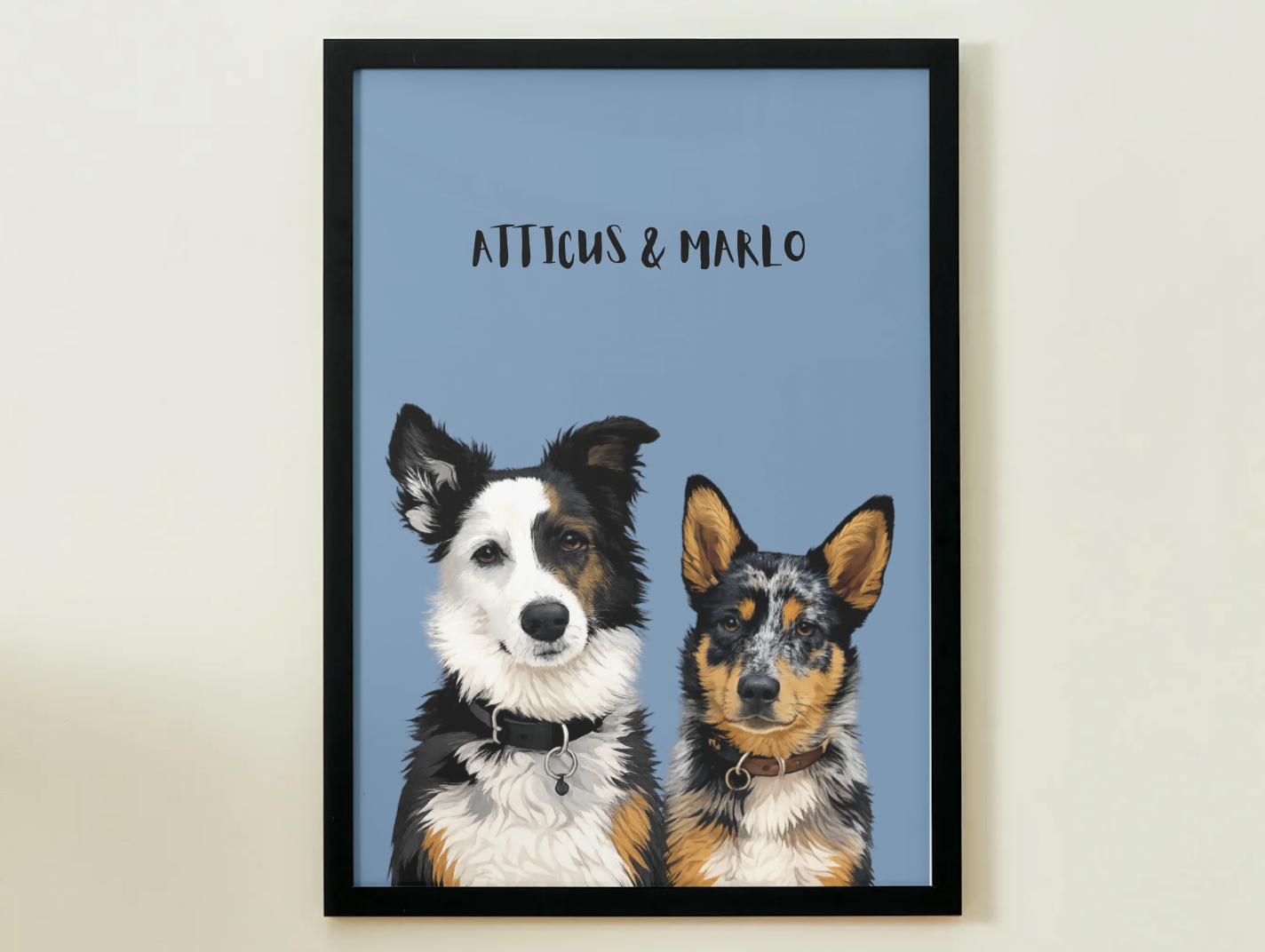 2 Pets - Custom Illustrated Photo Poster