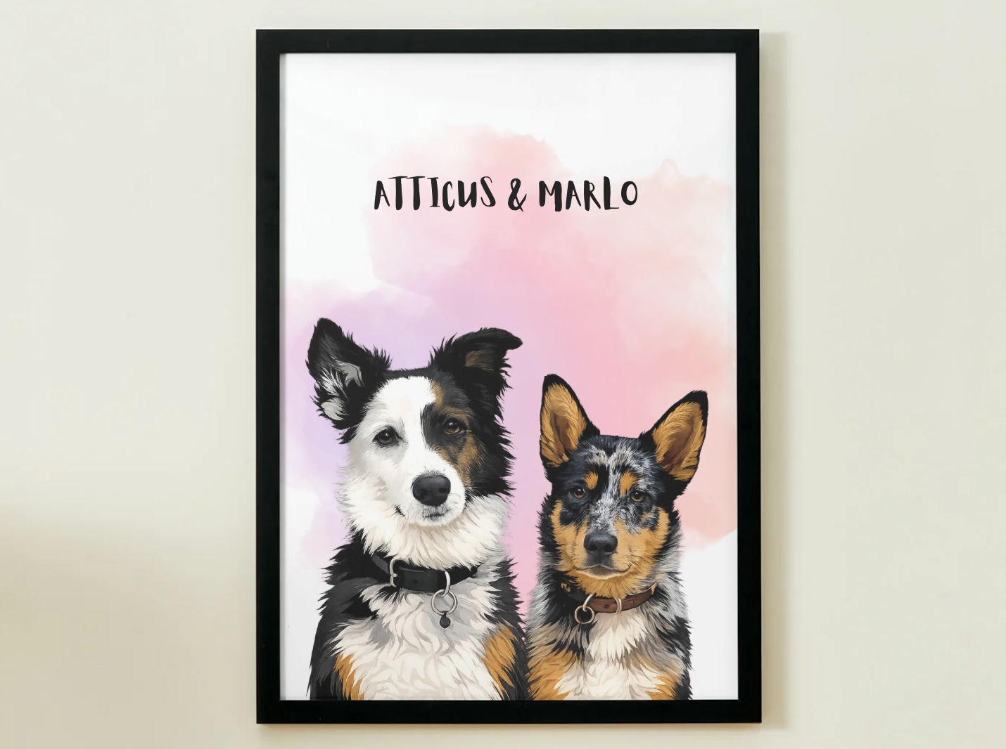 2 Pets - Custom Illustrated Photo Poster