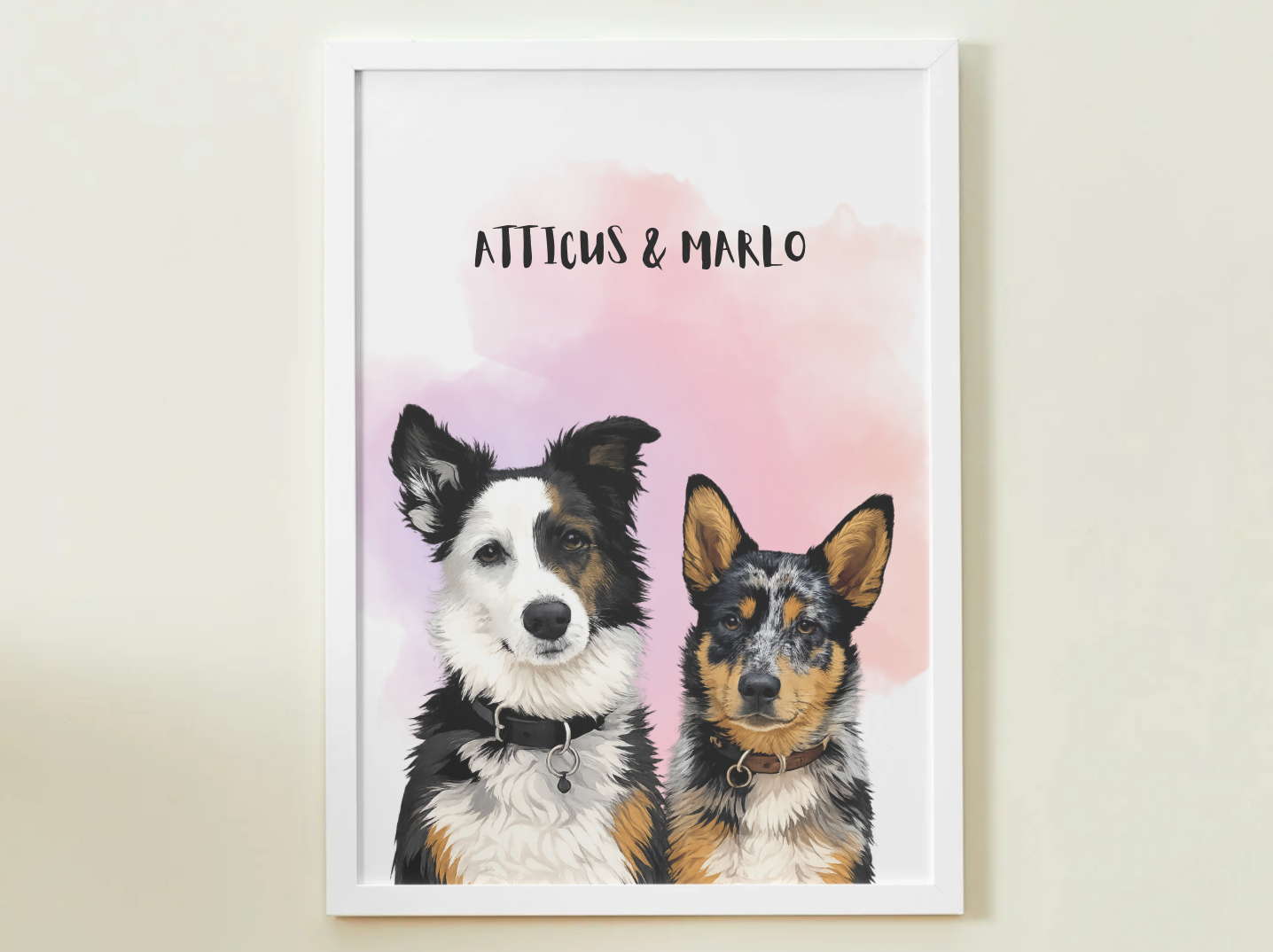 2 Pets - Custom Illustrated Photo Poster