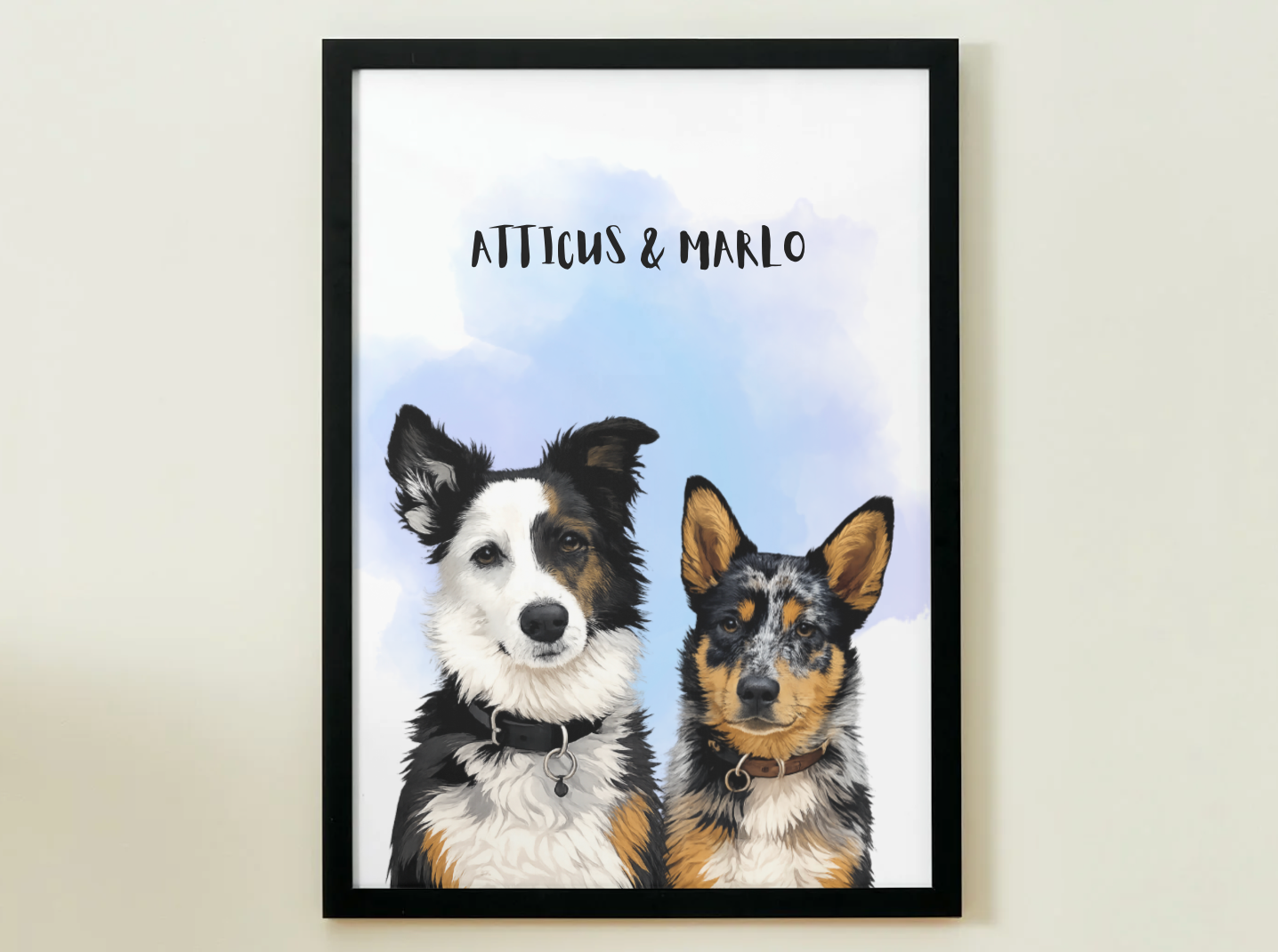 2 Pets - Custom Illustrated Photo Poster