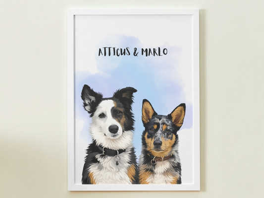 2 Pets - Custom Illustrated Photo Poster