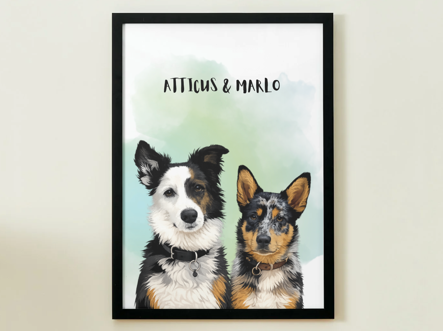 2 Pets - Custom Illustrated Photo Poster