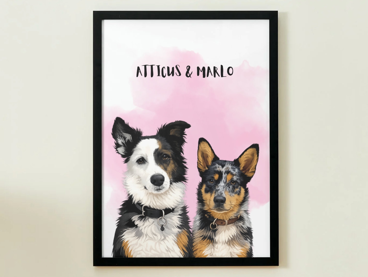 2 Pets - Custom Illustrated Photo Poster