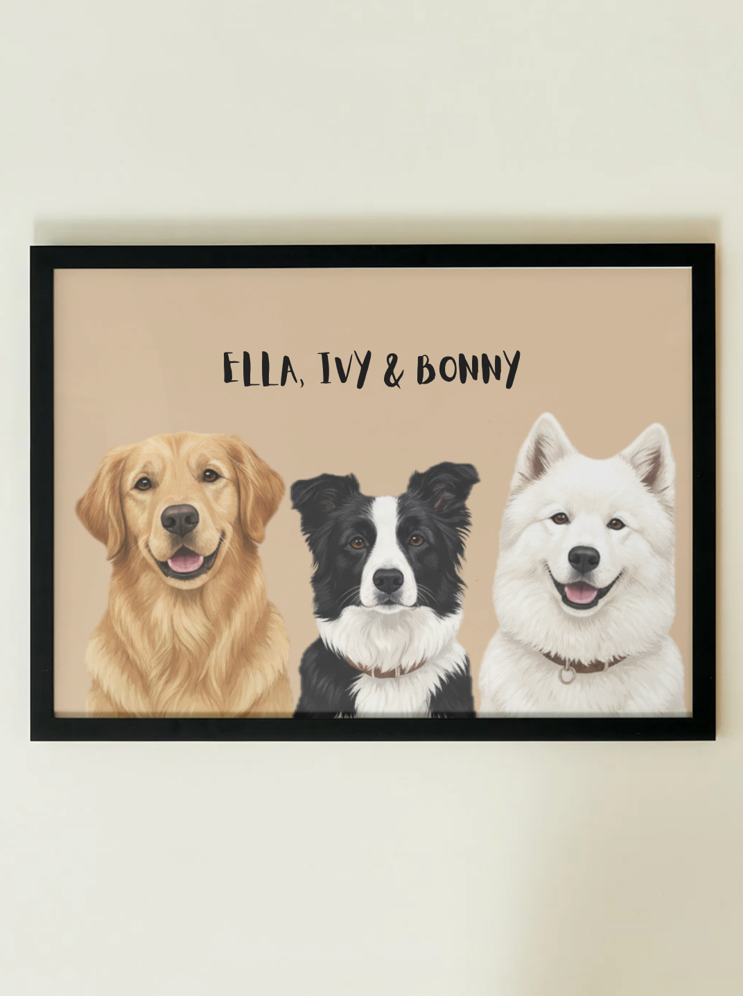 3 Pets - Custom Illustrated Photo Poster