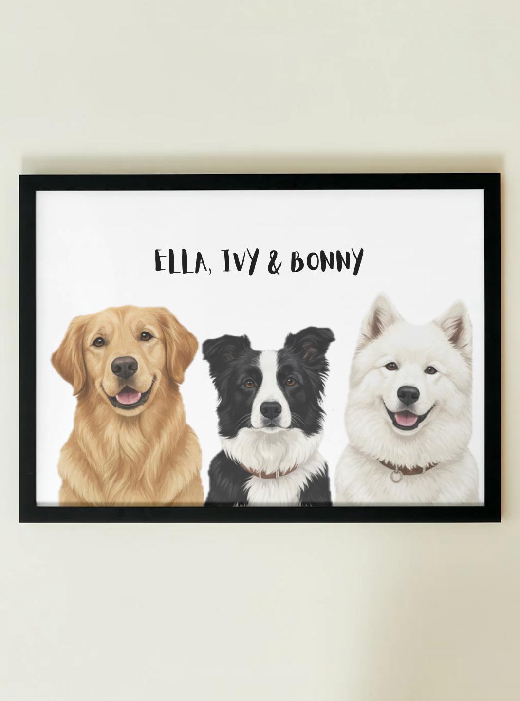 3 Pets - Custom Illustrated Photo Poster
