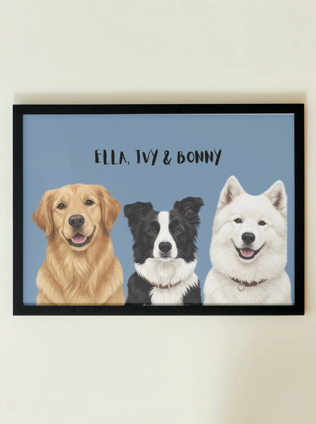 3 Pets - Custom Illustrated Photo Poster