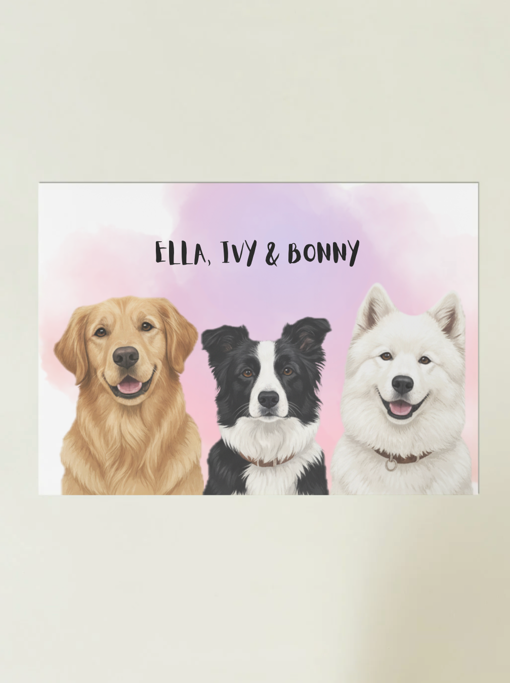 3 Pets - Custom Illustrated Photo Poster