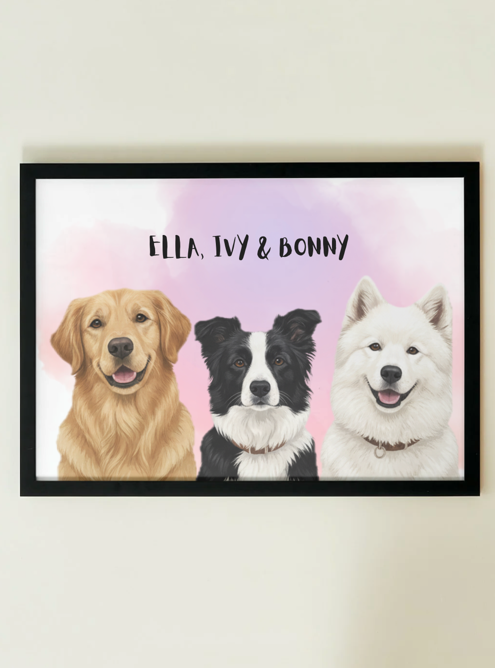 3 Pets - Custom Illustrated Photo Poster