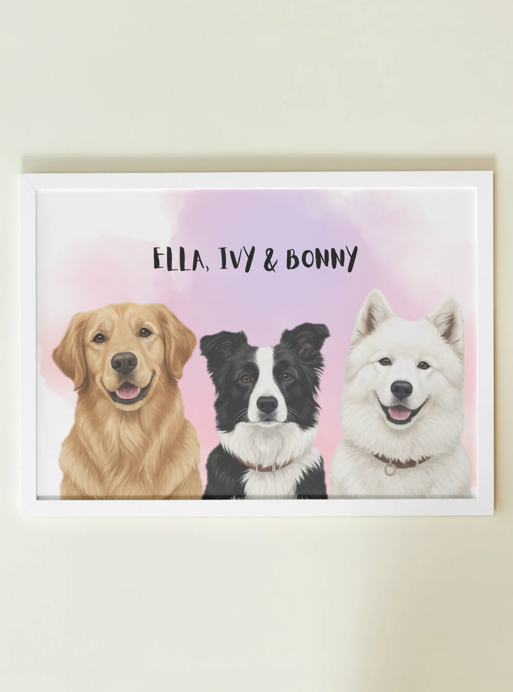 3 Pets - Custom Illustrated Photo Poster