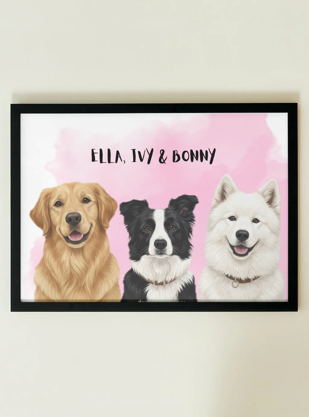 3 Pets - Custom Illustrated Photo Poster