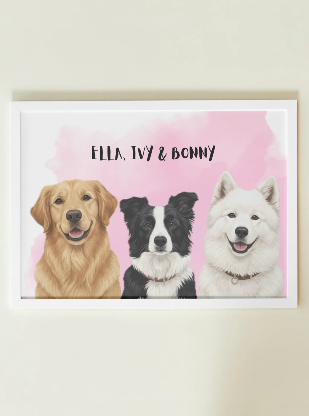 3 Pets - Custom Illustrated Photo Poster