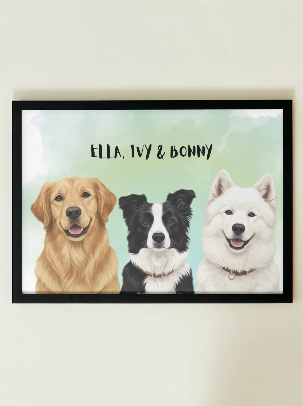 3 Pets - Custom Illustrated Photo Poster