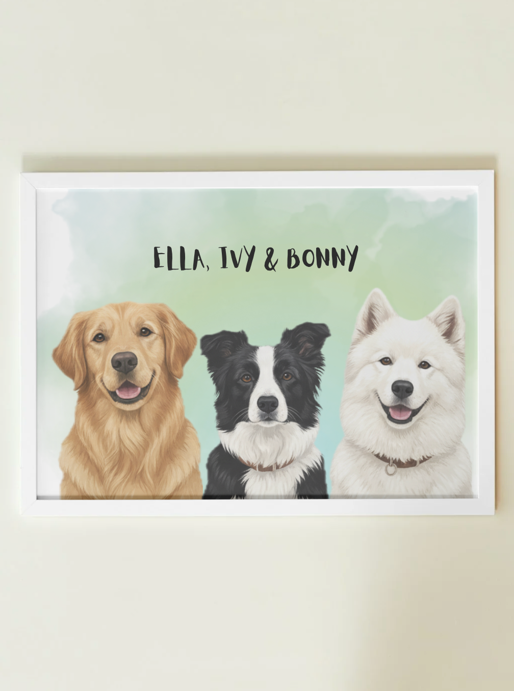3 Pets - Custom Illustrated Photo Poster
