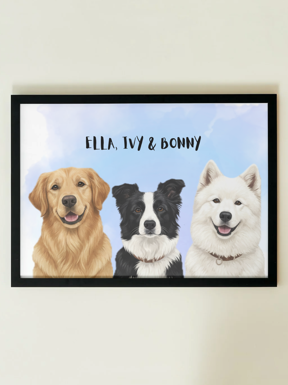 3 Pets - Custom Illustrated Photo Poster