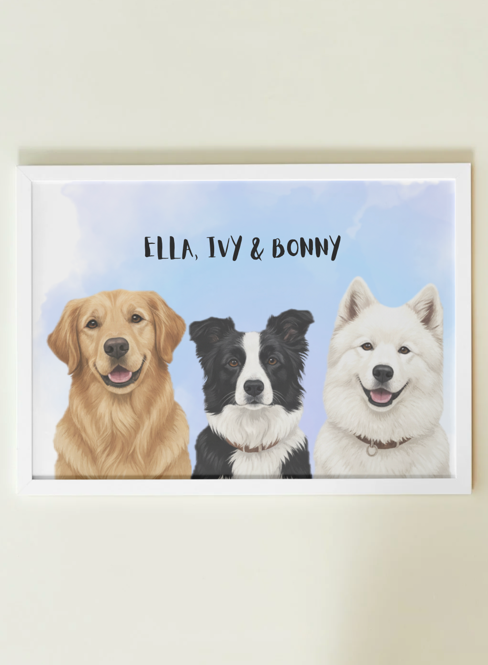 3 Pets - Custom Illustrated Photo Poster