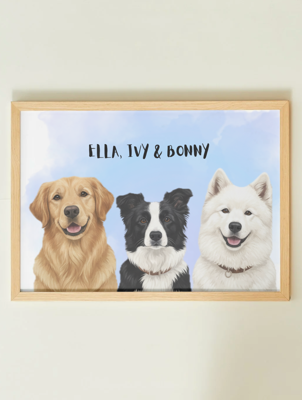 3 Pets - Custom Illustrated Photo Poster