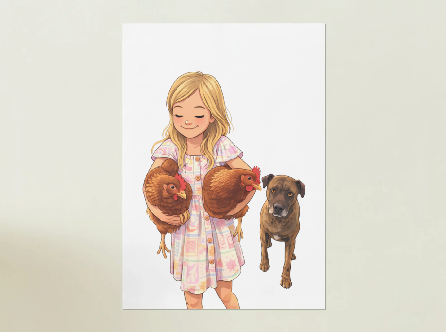 Human + Pet Photo Poster - Framed Print - Cartoon version only