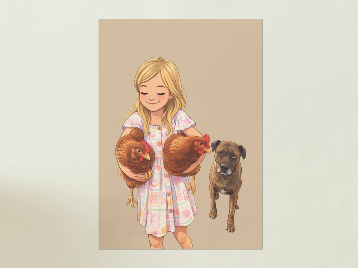 Human + Pet Photo Poster - Framed Print - Cartoon version only