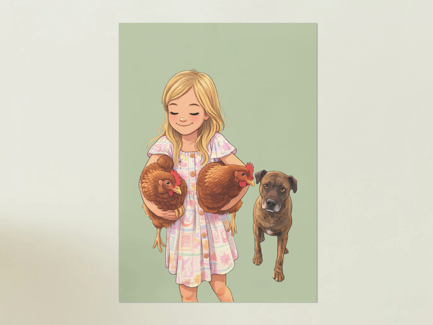Human + Pet Photo Poster - Framed Print - Cartoon version only