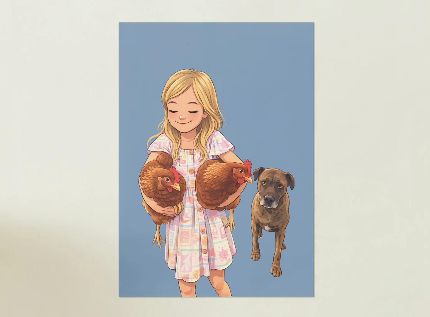 Human + Pet Photo Poster - Framed Print - Cartoon version only