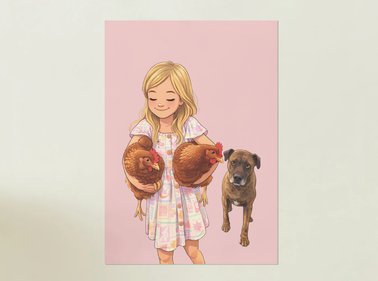 Human + Pet Photo Poster - Framed Print - Cartoon version only