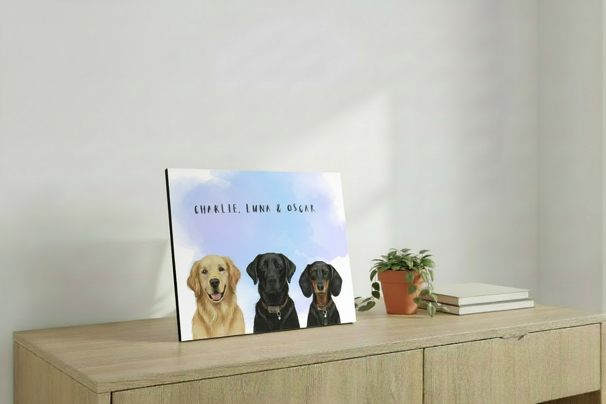 Charlie Luna & Oscar - Blue Watercolor