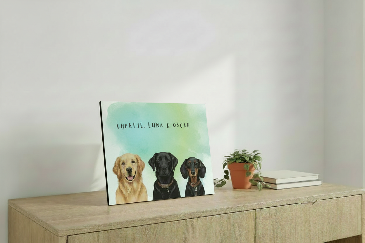 Charlie Luna & Oscar - Green Teal Watercolor