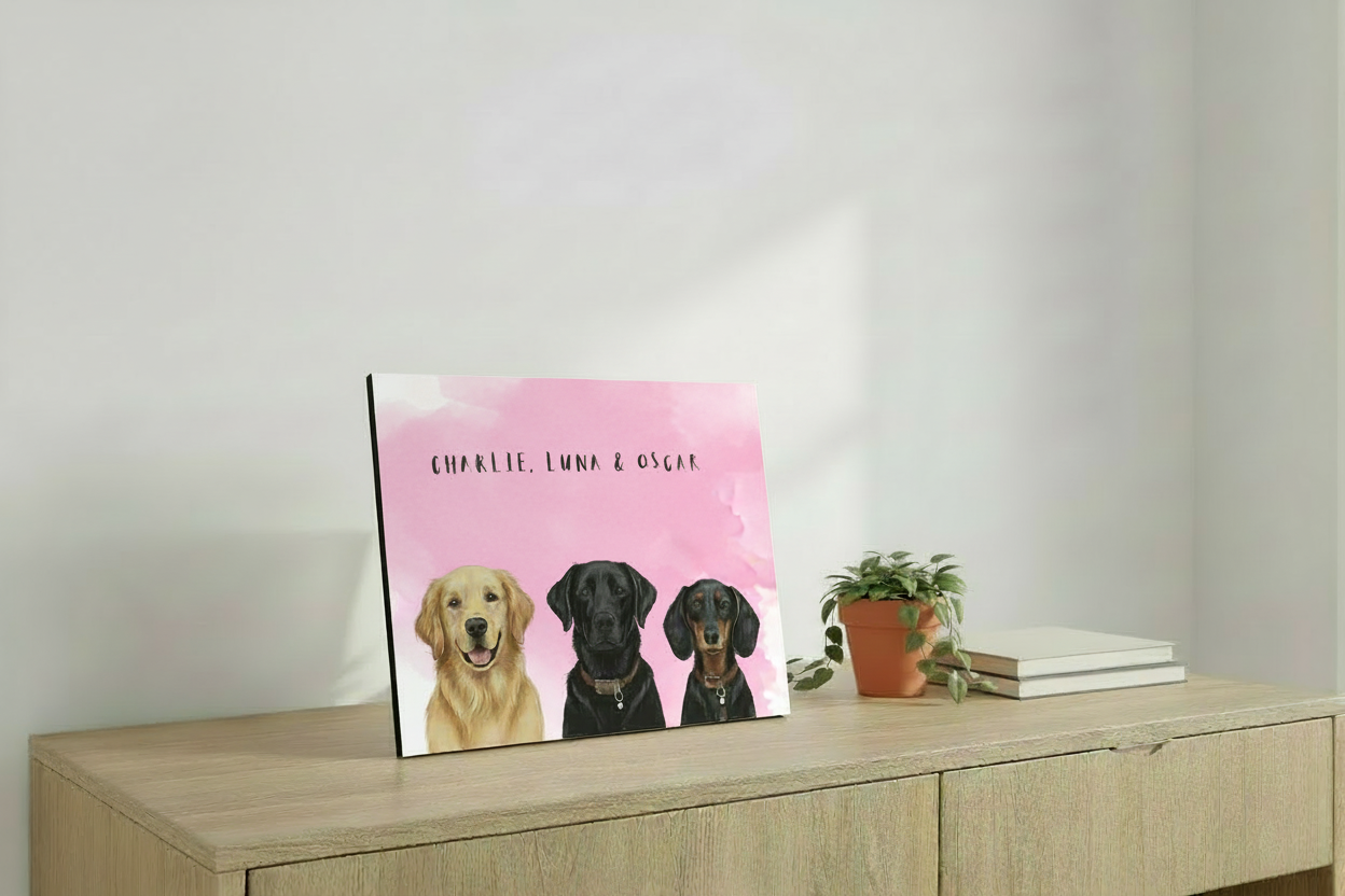 Charlie Luna & Oscar - Pink Watercolor