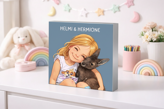 Dusty Blue Portrait Block with Silver Sides