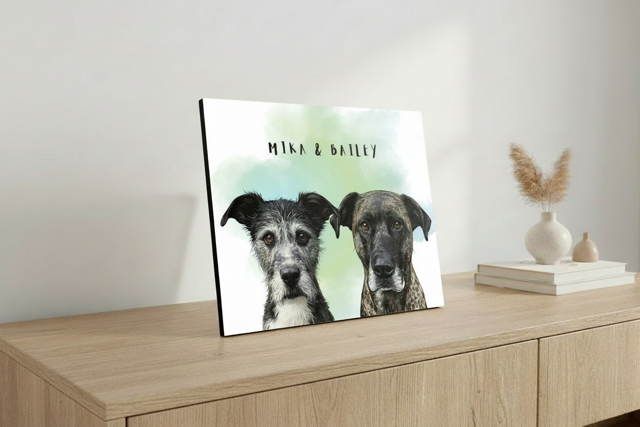 Mika & Bailey - Green Teal Watercolor