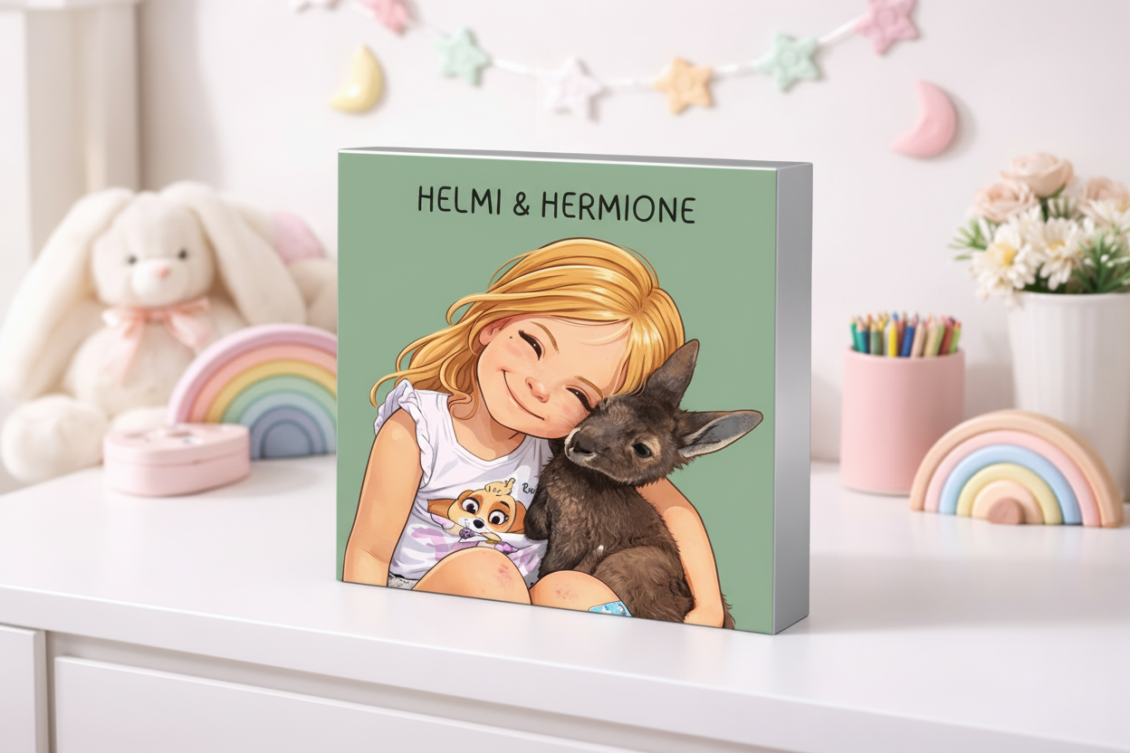 Sage Green Portrait Block with Silver Sides