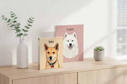 Two Dog Portrait Blocks with Names