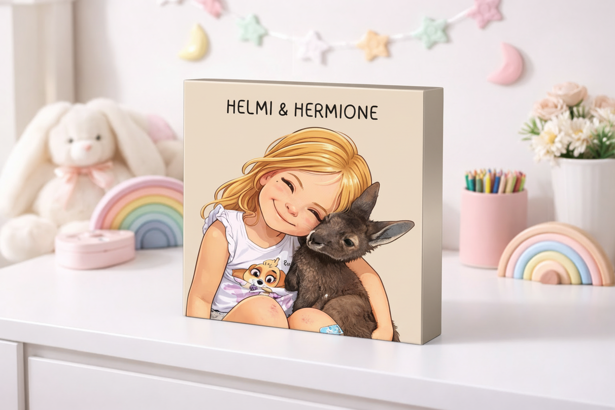 Warm Beige Portrait Block with Silver Sides