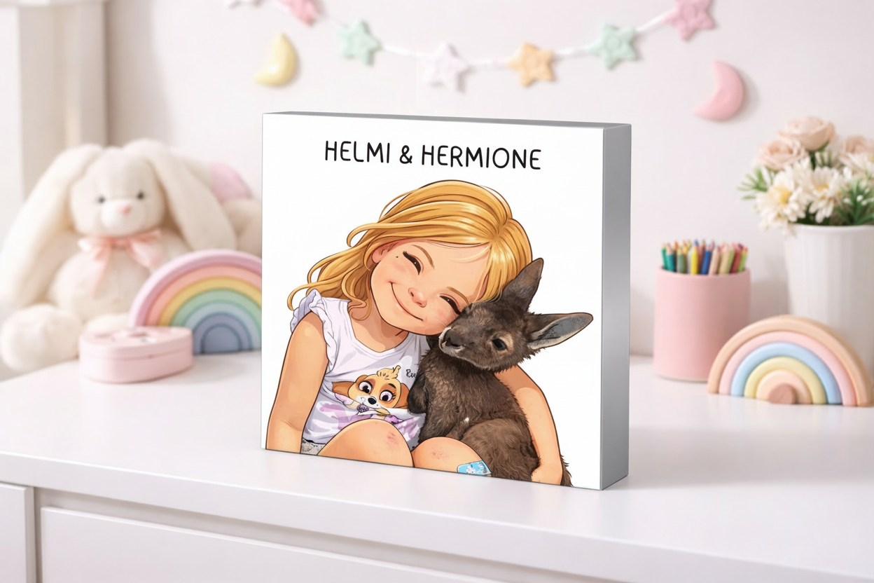 White Portrait Block with Silver Sides